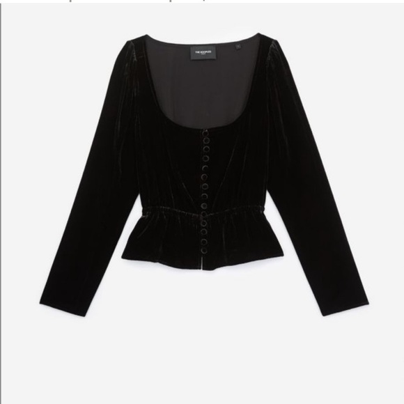The Kooples crown velvet peplum top long sleeve size 2 nwt - Picture 4 of 8